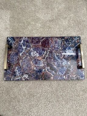 Decorative Serving Tray with Brass Handles